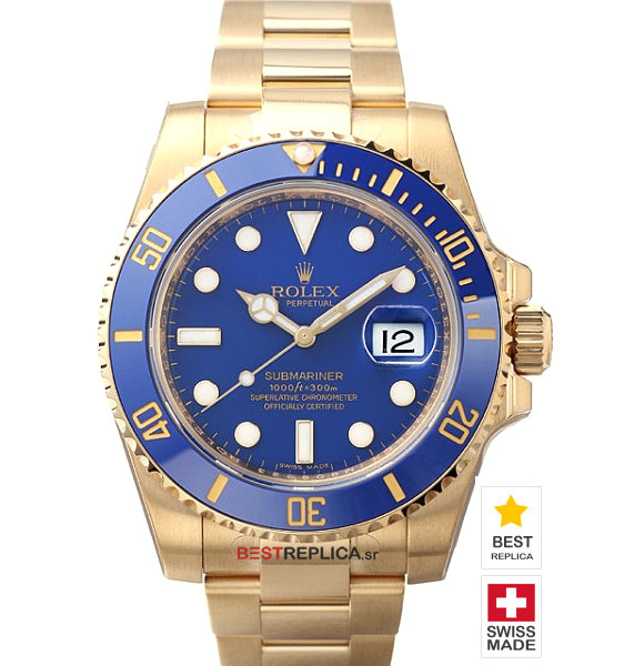 Rolex Submariner 18k Gold Blue dial Ceramic Bezel ...